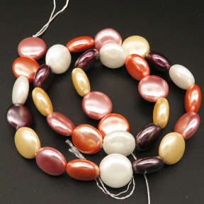 Shell Pearl Beads,Flat Round,Dyed,Mixed color,12*6mm,Hole:0.5mm,about 32pcs/strsnd,about 39g/strand,5 strands/package,16"(40cm),XBSP00742hobb-L001