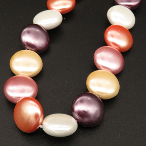 Shell Pearl Beads,Flat Round,Dyed,Mixed color,12*6mm,Hole:0.5mm,about 32pcs/strsnd,about 39g/strand,5 strands/package,16"(40cm),XBSP00742hobb-L001