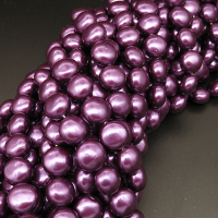 Shell Pearl Beads,Flat Round,Dyed,Purple,14*10mm,Hole:1mm,about 29pcs/strsnd,about 93g/strand,5 strands/package,16"(40cm),XBSP00745hobb-L001
