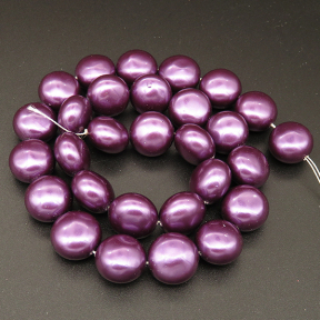 Shell Pearl Beads,Flat Round,Dyed,Purple,14*10mm,Hole:1mm,about 29pcs/strsnd,about 93g/strand,5 strands/package,16"(40cm),XBSP00745hobb-L001