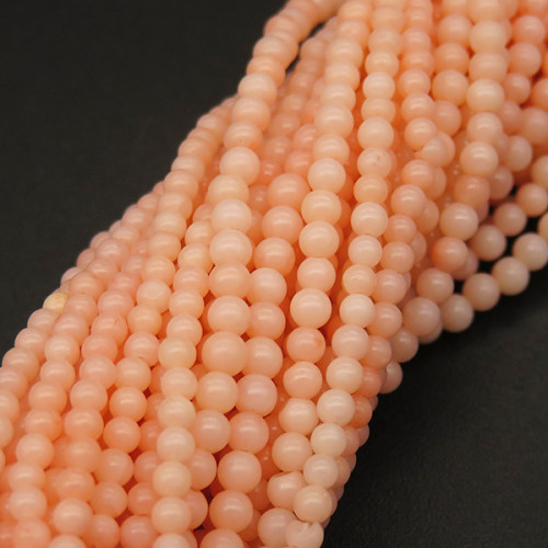 Natural Coral,Red Coral,Round,Baby Pink,2mm,Hole:0.4mm,about 190pcs/strand,about 3g/strand,5 strands/package,15"(38cm),XBGB04125biib-L001