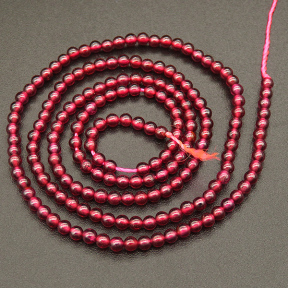 Natural Garnet,Round,Wine red,2mm,Hole:0.4mm,about 190pcs/strand,about 3g/strand,5 strands/package,15"(38cm),XBGB04137vhov-L001