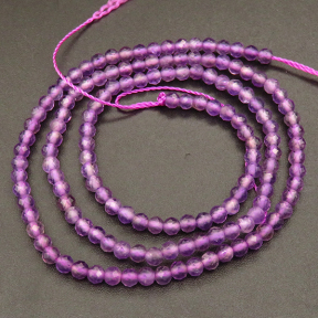 Natural Amethyst,Round,Faceted,purple,3mm,Hole:0.4mm,about 125pcs/strand,about 6g/strand,5 strands/package,15"(38cm),XBGB04140vhml-L001