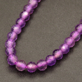 Natural Amethyst,Round,Faceted,purple,3mm,Hole:0.4mm,about 125pcs/strand,about 6g/strand,5 strands/package,15"(38cm),XBGB04140vhml-L001