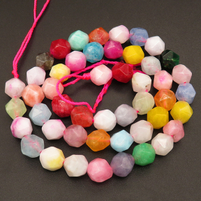 Natural Alabaster,Star Faceted,Dyed,Mixed color,8mm,Hole:1mm,about 48pcs/strand,about 25g/strand,5 strands/package,15"(38cm),XBGB04149bhva-L001