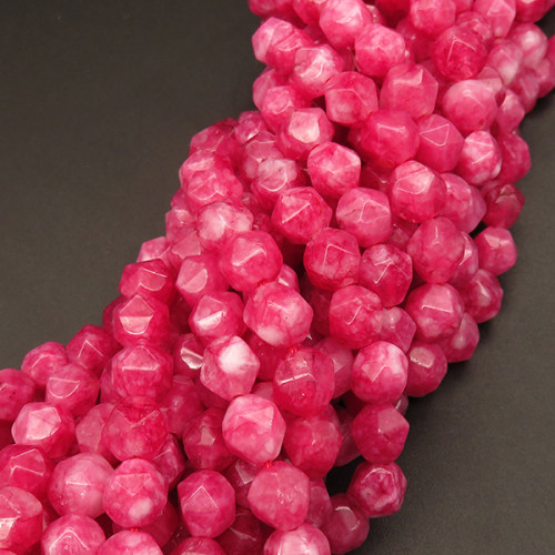 Natural Alabaster,Star Faceted,Dyed,Rose red,8mm,Hole:1mm,about 48pcs/strand,about 25g/strand,5 strands/package,15"(38cm),XBGB04161bhva-L001