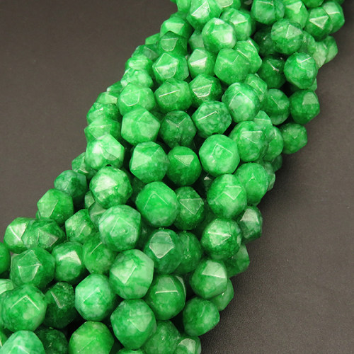 Natural Alabaster,Star Faceted,Dyed,Green,8mm,Hole:1mm,about 48pcs/strand,about 25g/strand,5 strands/package,15"(38cm),XBGB04170bhva-L001