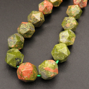 Natural Unakite,Star Faceted,Flower green,10mm,Hole:1mm,about 38pcs/strand,about 45g/strand,5 strands/package,15"(38cm),XBGB04197ahjb-L001