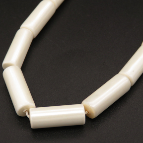 Shell Pearl Beads,Cylinder,Dyed,White,6*16mm,Hole:1mm,about 19pcs/strand,about 35g/strand,5 strands/package,16"(40cm),XBSP00193vhlb-L001