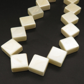 Shell Pearl Beads,Square,Dyed,White,10*10*6mm,Hole:1mm,about 19pcs/strand,about 65g/strand,5 strands/package,16"(40cm),XBSP00195hobb-L001