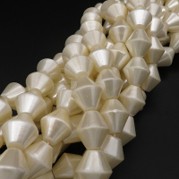 Shell Pearl Beads,Double-sided cone,Dyed,White,15*16mm,Hole:1mm,about 23pcs/strand,about 105g/strand,5 strands/package,15"(38cm),XBSP00198hobb-L001