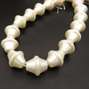 Shell Pearl Beads,Double-sided cone,Dyed,White,16*18mm,Hole:1mm,about 22pcs/strand,about 110g/strand,5 strands/package,16"(40cm),XBSP00200hobb-L001