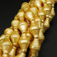 Shell Pearl Beads,Double-sided cone,Dyed,Earth yellow,12*20mm,Hole:1mm,about 20pcs/strand,about 65g/strand,5 strands/package,16"(40cm),XBSP00204hobb-L001