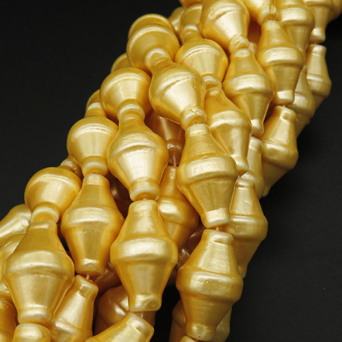Shell Pearl Beads,Double-sided cone,Dyed,Earth yellow,12*20mm,Hole:1mm,about 20pcs/strand,about 65g/strand,5 strands/package,16"(40cm),XBSP00204hobb-L001