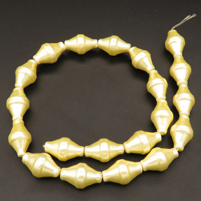 Shell Pearl Beads,Double-sided cone,Dyed,Light gold,12*20mm,Hole:1mm,about 20pcs/strand,about 65g/strand,5 strands/package,16"(40cm),XBSP00207hobb-L001