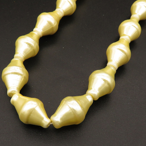 Shell Pearl Beads,Double-sided cone,Dyed,Light gold,12*20mm,Hole:1mm,about 20pcs/strand,about 65g/strand,5 strands/package,16"(40cm),XBSP00207hobb-L001