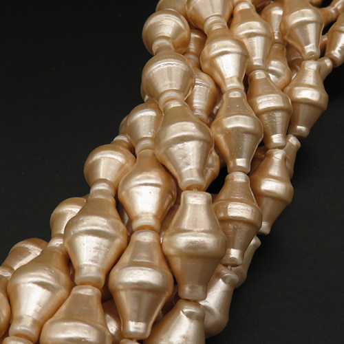 Shell Pearl Beads,Double-sided cone,Dyed,Champagne,12*20mm,Hole:1mm,about 20pcs/strand,about 65g/strand,5 strands/package,16"(40cm),XBSP00210hobb-L001