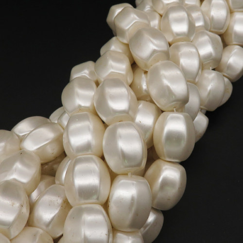 Shell Pearl Beads,Hexagon Drum Beads,Dyed,White,14*16mm,Hole:1mm,about 20pcs/strand,about 120g/strand,5 strands/package,15"(39cm),XBSP00213hobb-L001