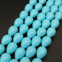 Shell Pearl Beads,Drop,Dyed,Sky Blue,10*12mm,Hole:1mm,about 29pcs/strand,about 60g/strand,5 strands/package,15"(39cm),XBSP00219hobb-L001