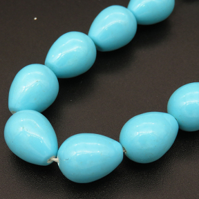 Shell Pearl Beads,Drop,Dyed,Sky Blue,10*12mm,Hole:1mm,about 29pcs/strand,about 60g/strand,5 strands/package,15"(39cm),XBSP00219hobb-L001