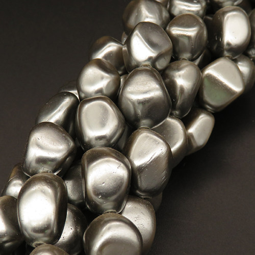 Shell Pearl Beads,Irregular Nuggets,Dyed,Silver grey,9*10*12~13*15*17mm,Hole:1mm,about 27pcs/strand,about 80g/strand,5 strands/package,16"(40cm),XBSP00225hobb-L001