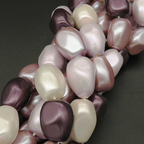 Shell Pearl Beads,Irregular Nuggets,Dyed,Mixed color,15*15*18mm,Hole:1mm,about 29pcs/strand,about 120g/strand,5 strands/package,16"(40cm),XBSP00226hobb-L001