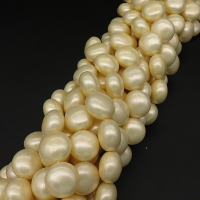 Shell Pearl Beads,Flat Round,Dyed,Beige,14*10mm,Hole:1mm,about 27pcs/strand,about 90g/strand,5 strands/package,15"(38cm),XBSP00237hobb-L001