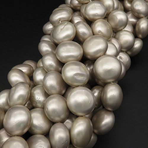 Shell Pearl Beads,Flat Round,Dyed,Silver grey,14*10mm,Hole:1mm,about 27pcs/strand,about 90g/strand,5 strands/package,15"(38cm),XBSP00239hobb-L001