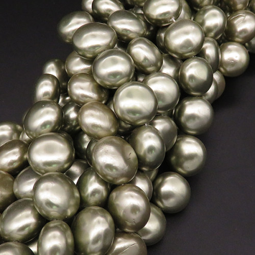 Shell Pearl Beads,Flat Round,Dyed,Dark Champagne,14*10mm,Hole:1mm,about 27pcs/strand,about 90g/strand,5 strands/package,15"(38cm),XBSP00240hobb-L001