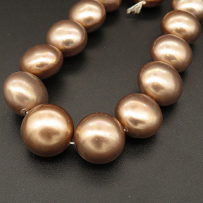 Shell Pearl Beads,Flat Round,Dyed,Champagne,16*12mm,Hole:1mm,about 25pcs/strand,about 110g/strand,5 strands/package,15"(38cm),XBSP00242hobb-L001