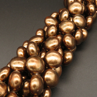 Shell Pearl Beads,Flat Round,Dyed,Dark champagne,13*8mm,Hole:1mm,about 34pcs/strand,about 70g/strand,5 strands/package,16"(40cm),XBSP00246hobb-L001