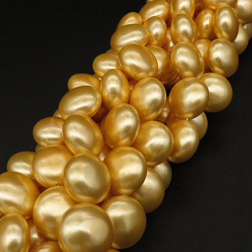 Shell Pearl Beads,Flat Round,Dyed,Golden,13*8mm,Hole:1mm,about 34pcs/strand,about 70g/strand,5 strands/package,16"(40cm),XBSP00249hobb-L001