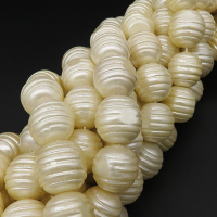 Shell Pearl Beads,Threaded Cylinder,Dyed,White,15mm,Hole:1.5mm,about 27pcs/strand,about 135g/strand,5 strands/package,16"(40cm),XBSP00253hobb-L001