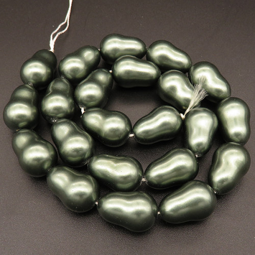 Shell Pearl Beads,Pear,Dyed,Dark green,12*12*18mm,Hole:1mm,about 28pcs/strand,about 85g/strand,5 strands/package,16"(40cm),XBSP00255hobb-L001