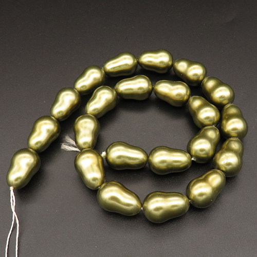 Shell Pearl Beads,Pear,Dyed,Champagne,12*12*18mm,Hole:1mm,about 28pcs/strand,about 85g/strand,5 strands/package,16"(40cm),XBSP00256hobb-L001