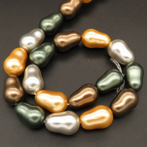 Shell Pearl Beads,Pear,Dyed,Mixed color,12*12*18mm,Hole:1mm,about 28pcs/strand,about 85g/strand,5 strands/package,16"(40cm),XBSP00259hobb-L001