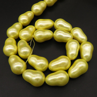 Shell Pearl Beads,Pear,Dyed,Yellow,12*12*18mm,Hole:1mm,about 28pcs/strand,about 85g/strand,5 strands/package,16"(40cm),XBSP00261hobb-L001