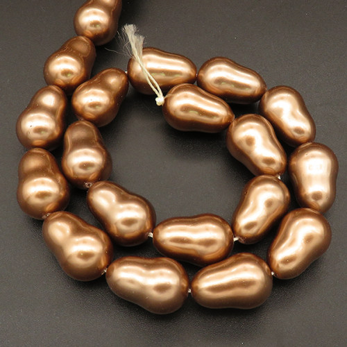 Shell Pearl Beads,Pear,Dyed,Brown,12*12*18mm,Hole:1mm,about 28pcs/strand,about 85g/strand,5 strands/package,16"(40cm),XBSP00262hobb-L001