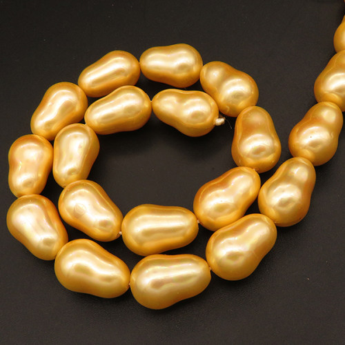 Shell Pearl Beads,Pear,Dyed,Golden,12*12*18mm,Hole:1mm,about 28pcs/strand,about 85g/strand,5 strands/package,16"(40cm),XBSP00263hobb-L001