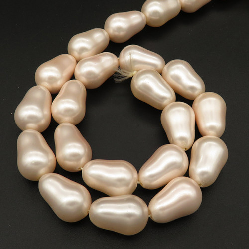 Shell Pearl Beads,Pear,Dyed,White,12*12*18mm,Hole:1mm,about 28pcs/strand,about 85g/strand,5 strands/package,16"(40cm),XBSP00264hobb-L001
