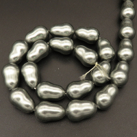 Shell Pearl Beads,Pear,Dyed,Silver grey,12*12*18mm,Hole:1mm,about 28pcs/strand,about 85g/strand,5 strands/package,16"(40cm),XBSP00265hobb-L001