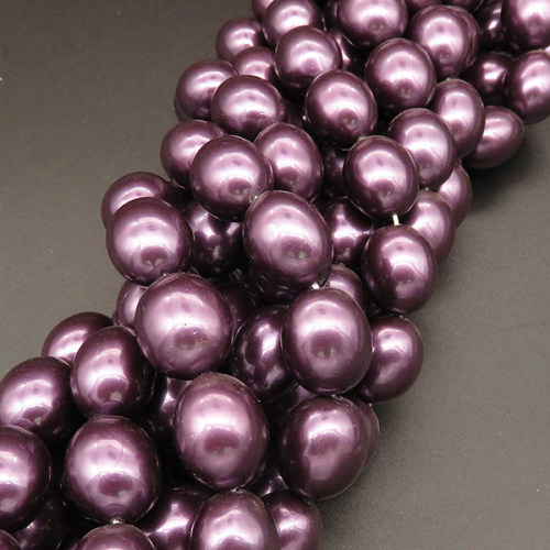 Shell Pearl Beads,Oval,Dyed,Purple,12*11*15mm,Hole:1mm,about 24pcs/strand,about 85g/strand,5 strands/package,16"(40cm),XBSP00272hobb-L001