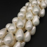 Shell Pearl Beads,Drop,Dyed,White,14*19mm,Hole:1.5mm,about 21pcs/strand,about 115g/strand,5 strands/package,16"(40cm),XBSP00275hobb-L001