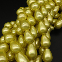 Shell Pearl Beads,Drop,Dyed,Light yellow,14*19mm,Hole:1.5mm,about 21pcs/strand,about 115g/strand,5 strands/package,16"(40cm),XBSP00276hobb-L001