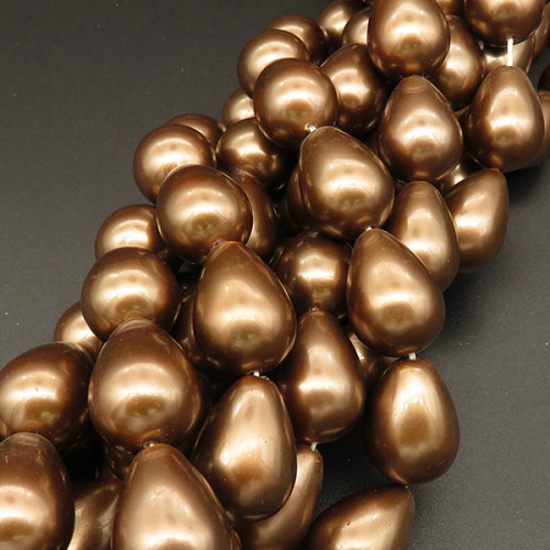 Shell Pearl Beads,Drop,Dyed,Brown,14*19mm,Hole:1.5mm,about 21pcs/strand,about 115g/strand,5 strands/package,16"(40cm),XBSP00278hobb-L001