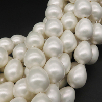 Shell Pearl Beads,Drop,Dyed,White,12*15mm,Hole:1mm,about 27pcs/strand,about 80g/strand,5 strands/package,16"(40cm),XBSP00279hobb-L001