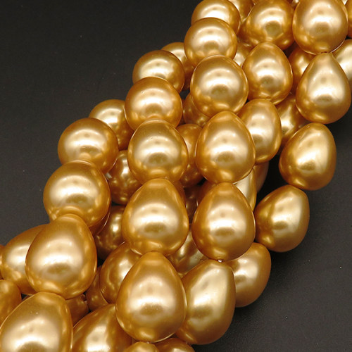 Shell Pearl Beads,Drop,Dyed,Champagne,12*15mm,Hole:1mm,about 27pcs/strand,about 80g/strand,5 strands/package,16"(40cm),XBSP00281hobb-L001
