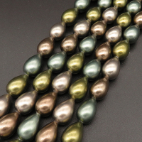 Shell Pearl Beads,Drop,Dyed,Mixed color,10*15mm,Hole:1mm,about 27pcs/strand,about 65g/strand,5 strands/package,16"(40cm),XBSP00283hobb-L001