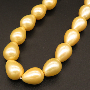 Shell Pearl Beads,Drop,Dyed,Golden,10*14mm,Hole:1mm,about 30pcs/strand,about 60g/strand,5 strands/package,16"(40cm),XBSP00286hobb-L001
