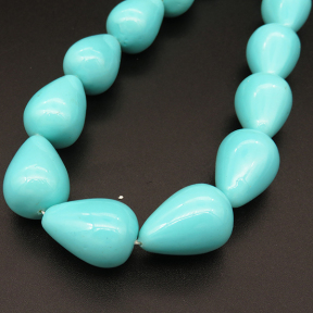 Shell Pearl Beads,Drop,Dyed,Light Blue,14*20mm,Hole:1mm,about 20pcs/strand,about 110g/strand,5 strands/package,16"(40cm),XBSP00289hobb-L001